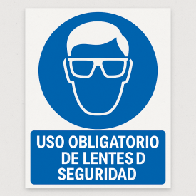 Señalética "Uso obligatorio de lentes de seguridad"