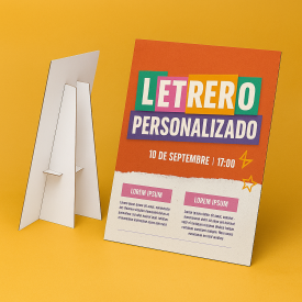 Cartel para mesa con patas