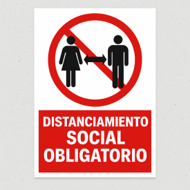 Señalética diseño "Distanciamiento social obligatorio"