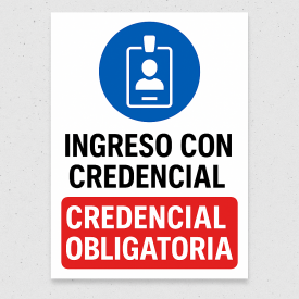 Señalética "Ingreso con credencial obligatoria"