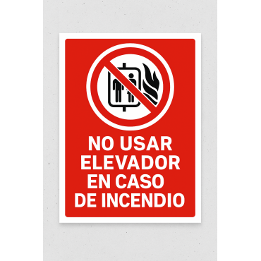 Señalética "No usar elevador en caso de incendio"