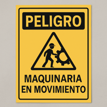 Señalética "Peligro: maquinaria en movimiento"