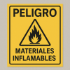 Señalética "Peligro: materiales inflamables"
